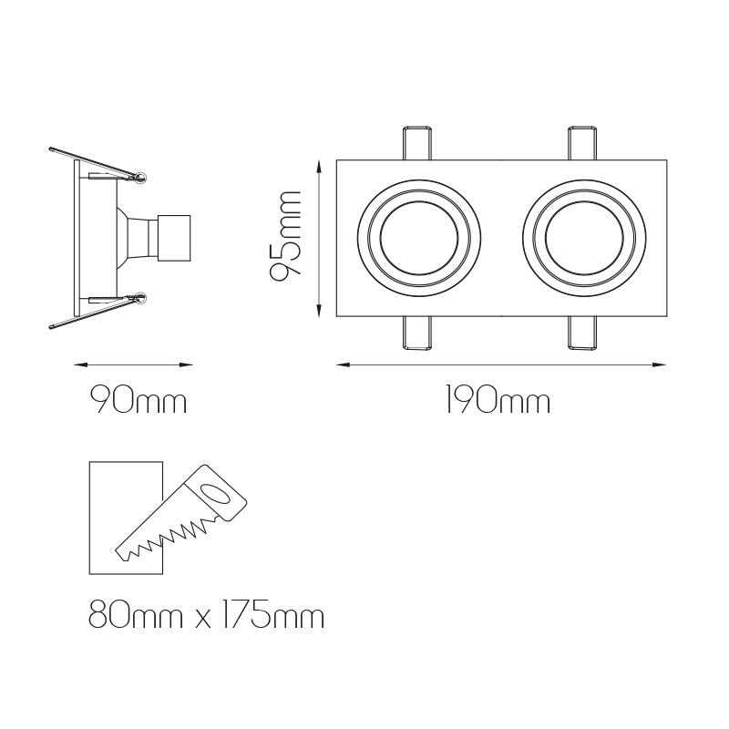 ZOOM II inbouwspot ALU 2x 5W LED GU10 dimbaar incl. - 2