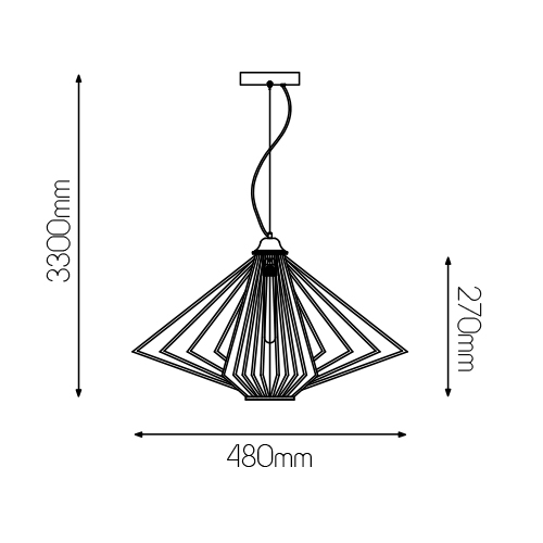 DAXOS 1x E27 pendel zwart Ø48cm - 2