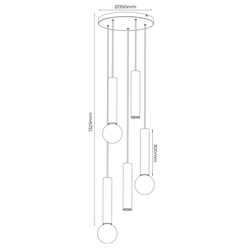 TABOO pendel 5L 2xGU10 (excl) 3xE27 (excl) zwart + geborsteld brons - 2