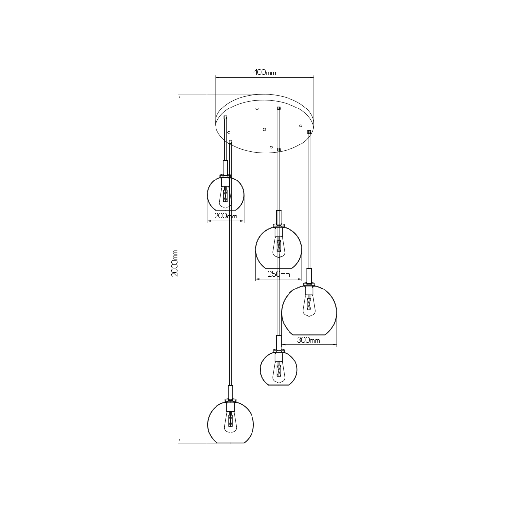 OSIRA Pendel E27 5L Zwart, helder glas - 2