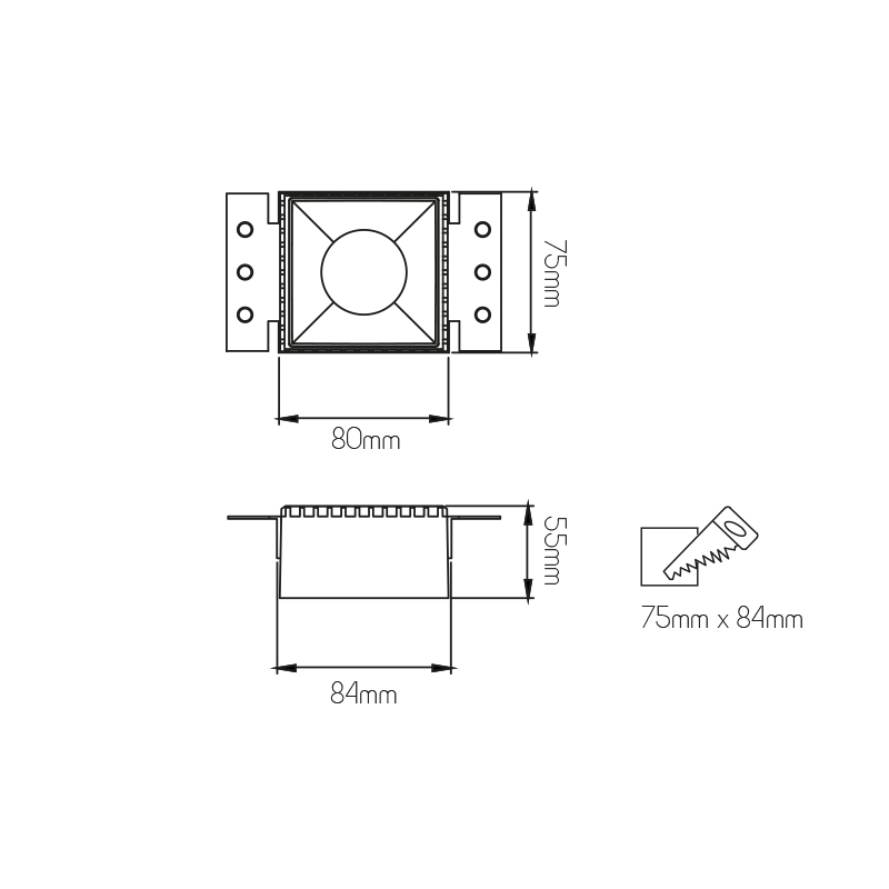 CASSO Square Trimless inbouwspot deep design GU10 excl wit - 2