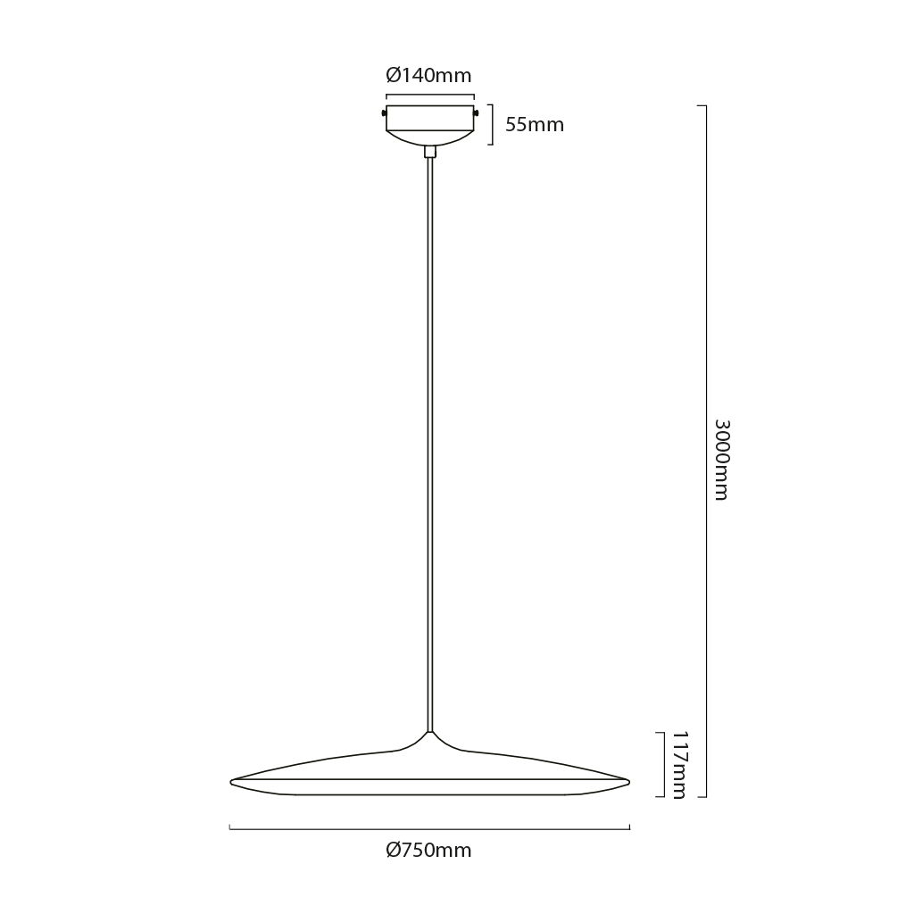 ELYSIUM 16W LED Pendel Ø750mm dimbaar zwart - 2