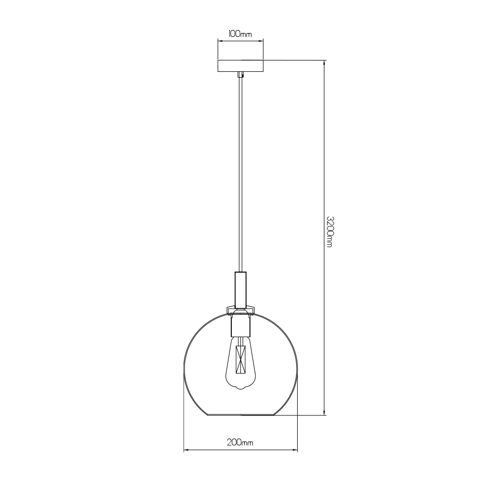OSIRA Pendel E27 Zwart, helder glas Ø200mm - 2