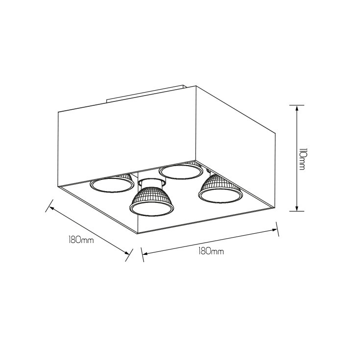 KUBO zwart 4x 5W LED GU10 dimbaar incl. - 2