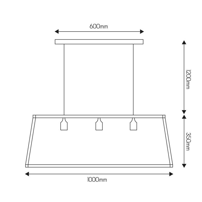 KAGO zwart pendel trapezium 3xE27 max 60W - 2