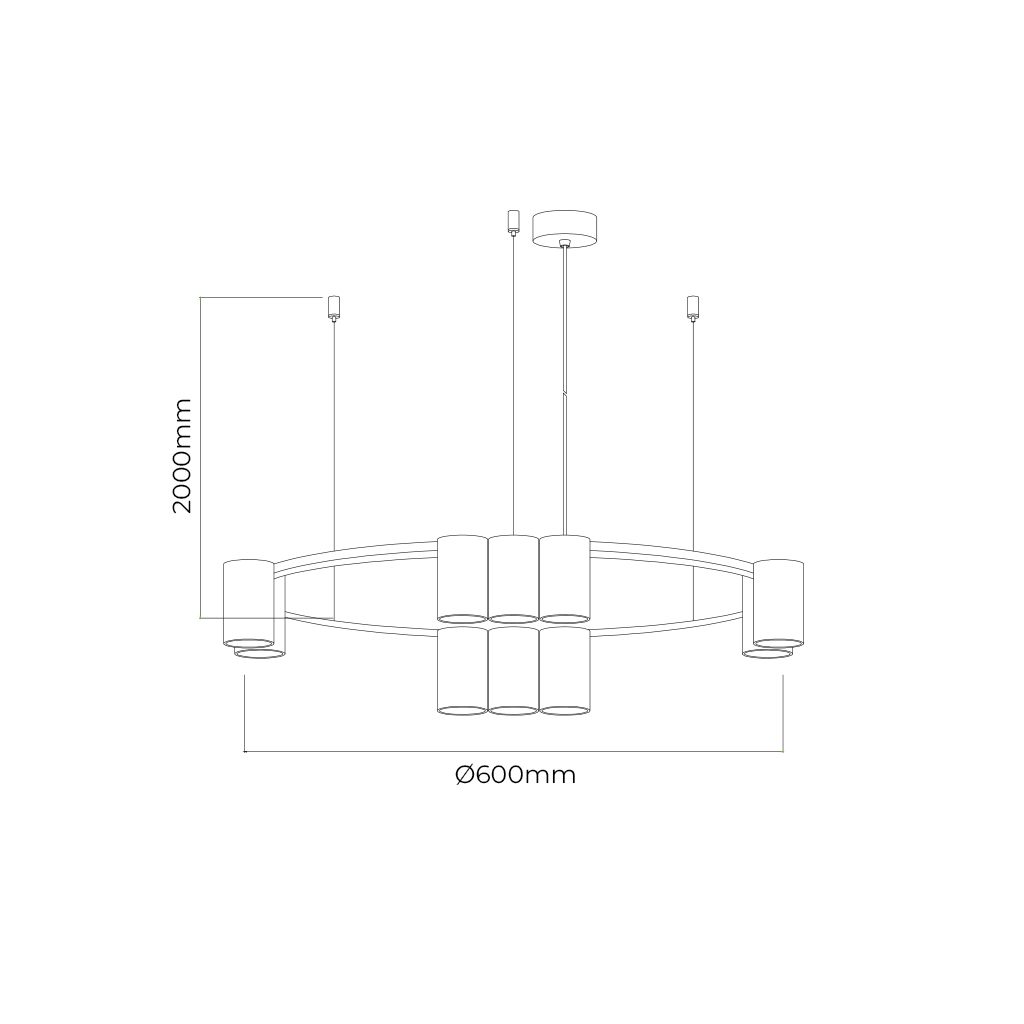 ISE Pendel 10x GU10 excl Ø600mm geborsteld goud + zwart - 2