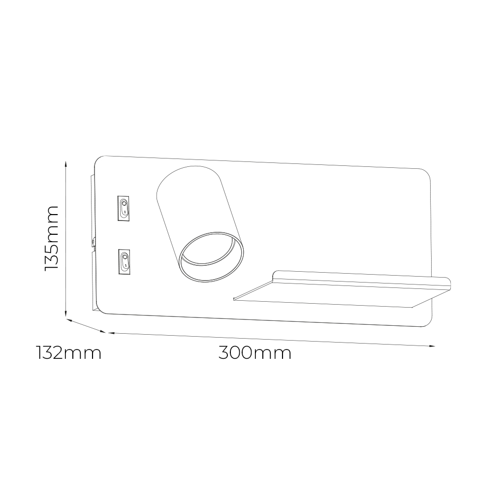 DUSK wandl links + USB GU10 (excl) + LED 7W 2700K zwart + geb brons - 2