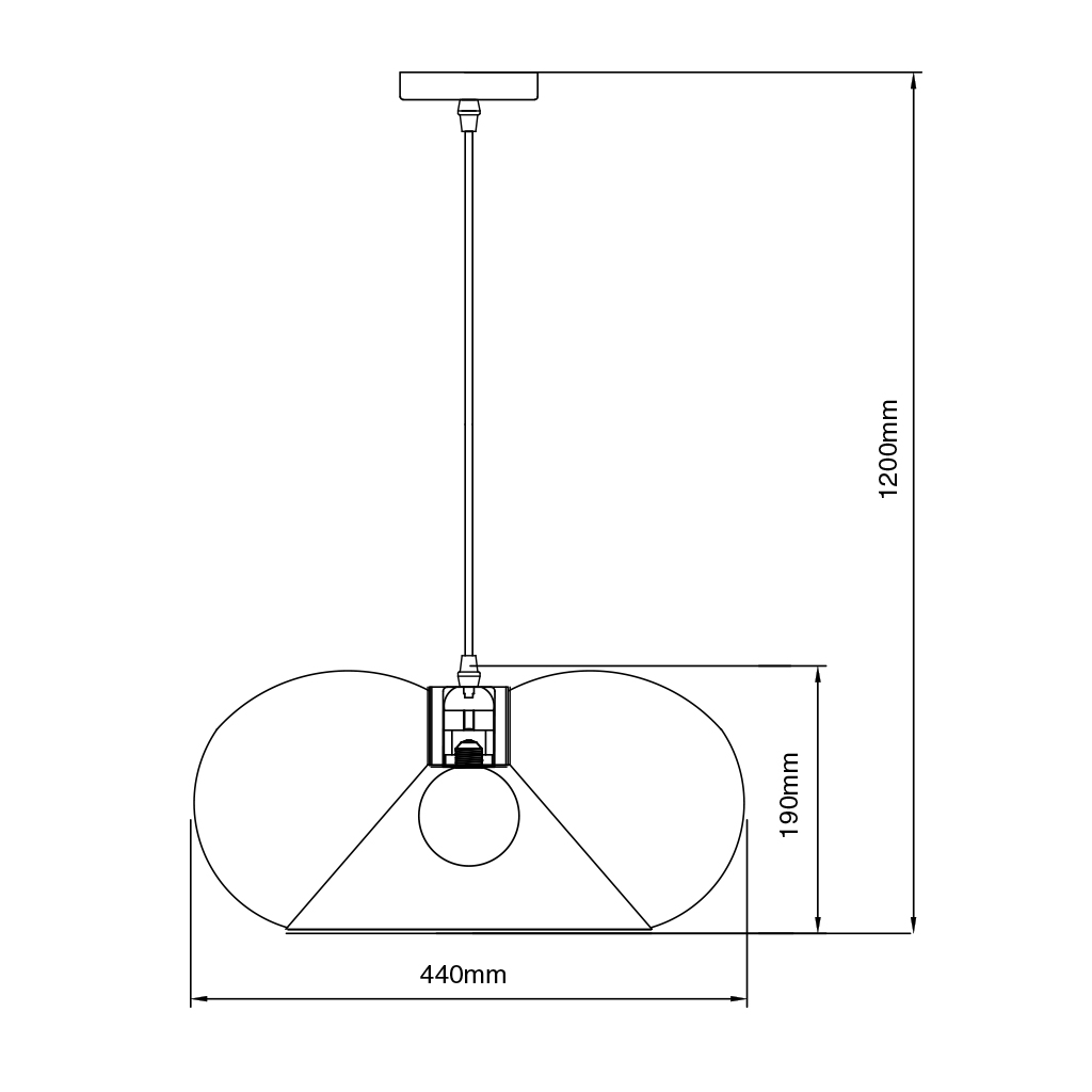 JULIA 1x E27 pendel Ø43cm zwart - 2
