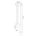 TABOO pendel 3L 1xGU10 (excl) 2xE27 (excl) zwart + geborsteld goud - 2