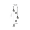 OKIRU Pendel 5xE27 Zwart + 5x as grijs glas Ø180mm - 2