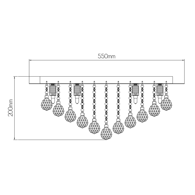 KRISTO round plaf. Chroom/cristal 8xG9 2,5W dim LED  incl - 2