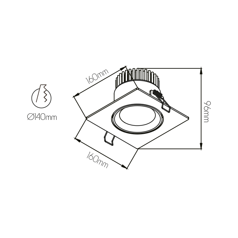 PARNA spot downlight square 25WLED/3000K/700mA 2150LM - 2