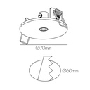 70mm Ø60mm inbouw basis voor pendel - wit - 2