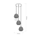 LUNKI pendel 3xE27 zwart/wit glas diam 22cm - 2