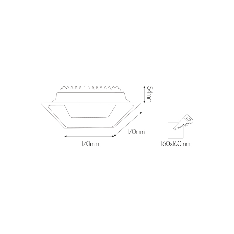 MICRA SQ inbouwspot 20W LED dimbaar 3000K 1600lm 17cm - 2