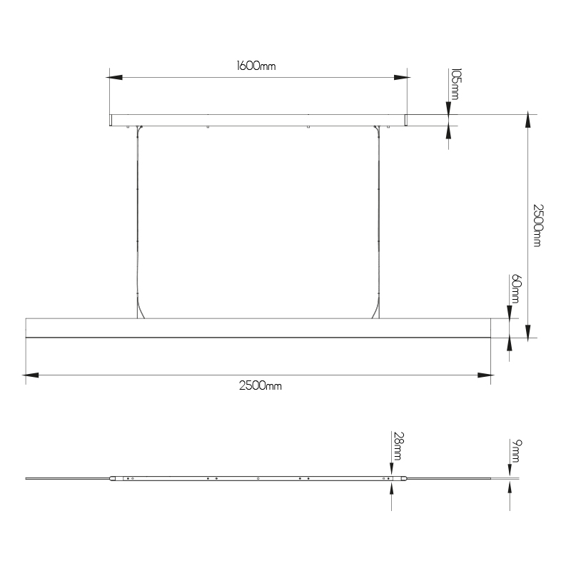 PURE LED pendel lang 250cm 42W wit - 2