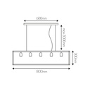 KAGO zwart pendel rechthoek 5xE27 xl 180cm - 2