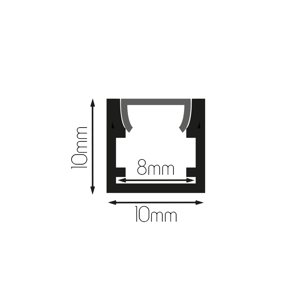 INVISI zwart inbouwprofiel + melkwitte cover + accessoires 3000mm - 2