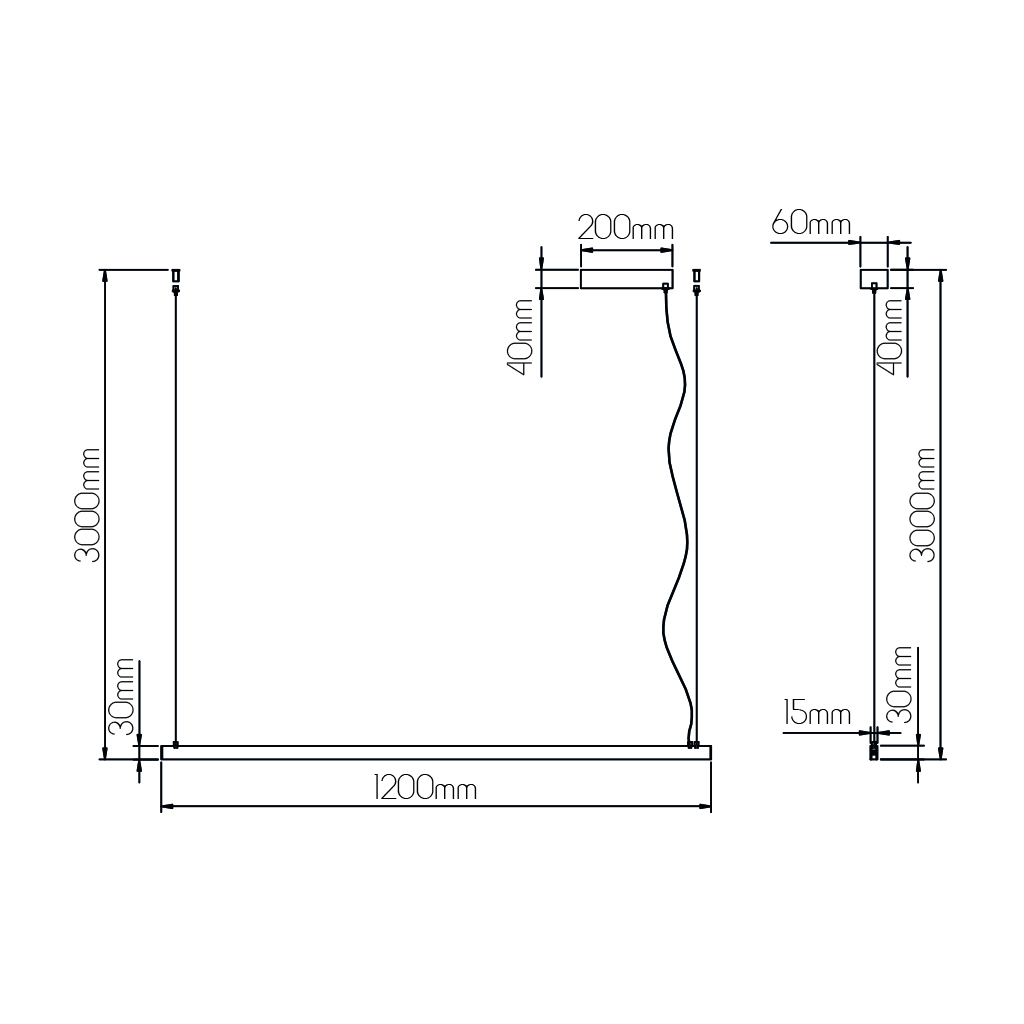 GURI LED pendel 38W 3000K 1200mm wit dimbaar (3m kabel incl) - 2