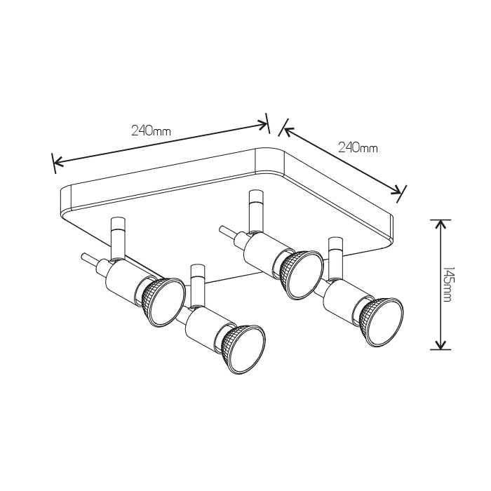 SONAR II zwart 4x 5W LED GU10 dimbaar incl. - 2