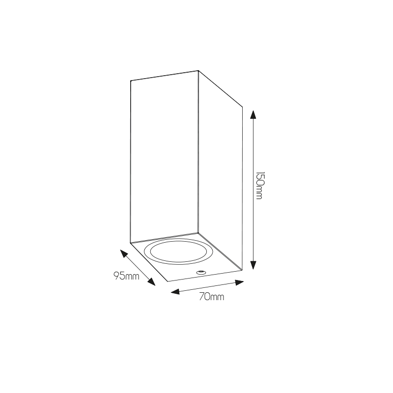 FLUX SQ wl 150mm 2x GU10 (excl) max 35Watt IP54 zwart - 2