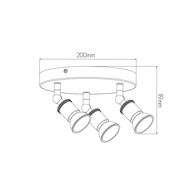 STUGA round 3xGU10 glazen dimbare 5W LED incl. - 2