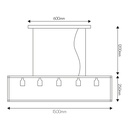 KAGO antiek koper pendel rechthoek 5xE27 150cm - 2