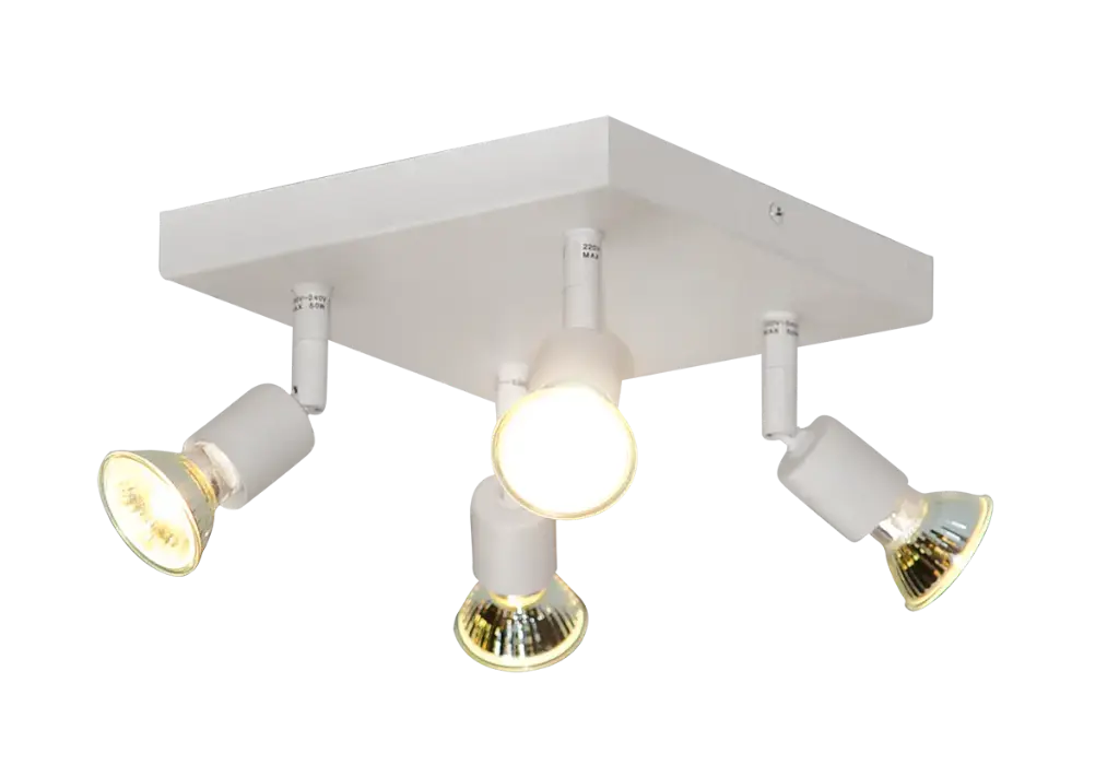 RUNE 3 PLAF. 4XGU10 LED 5W dim STAND  BLANC MAT