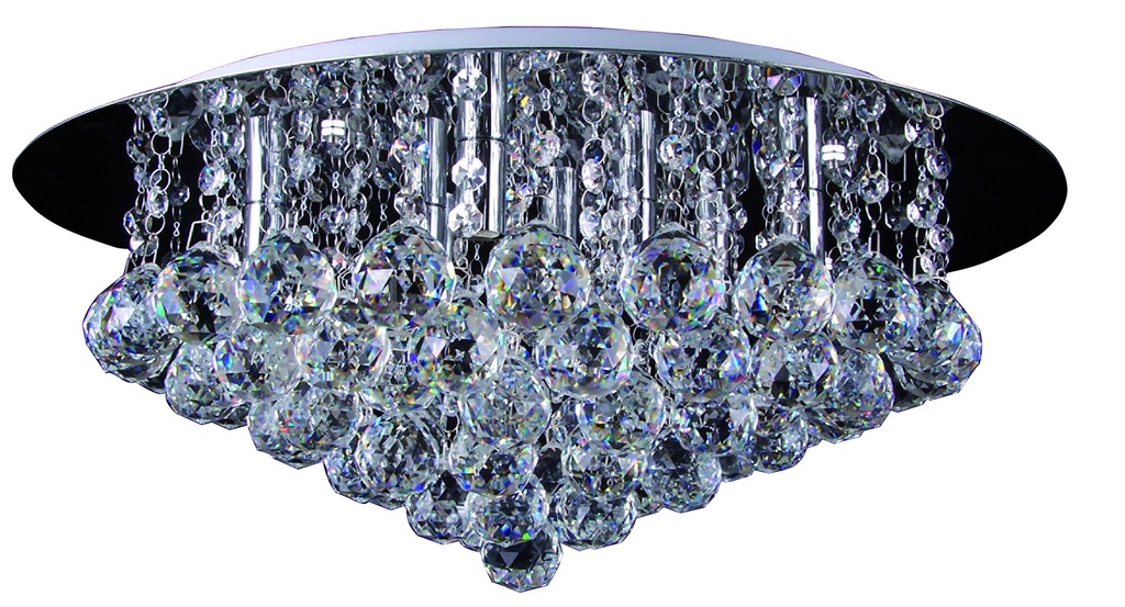 KRISTO round plaf. Chroom/cristal 8xG9 2,5W dim LED  incl