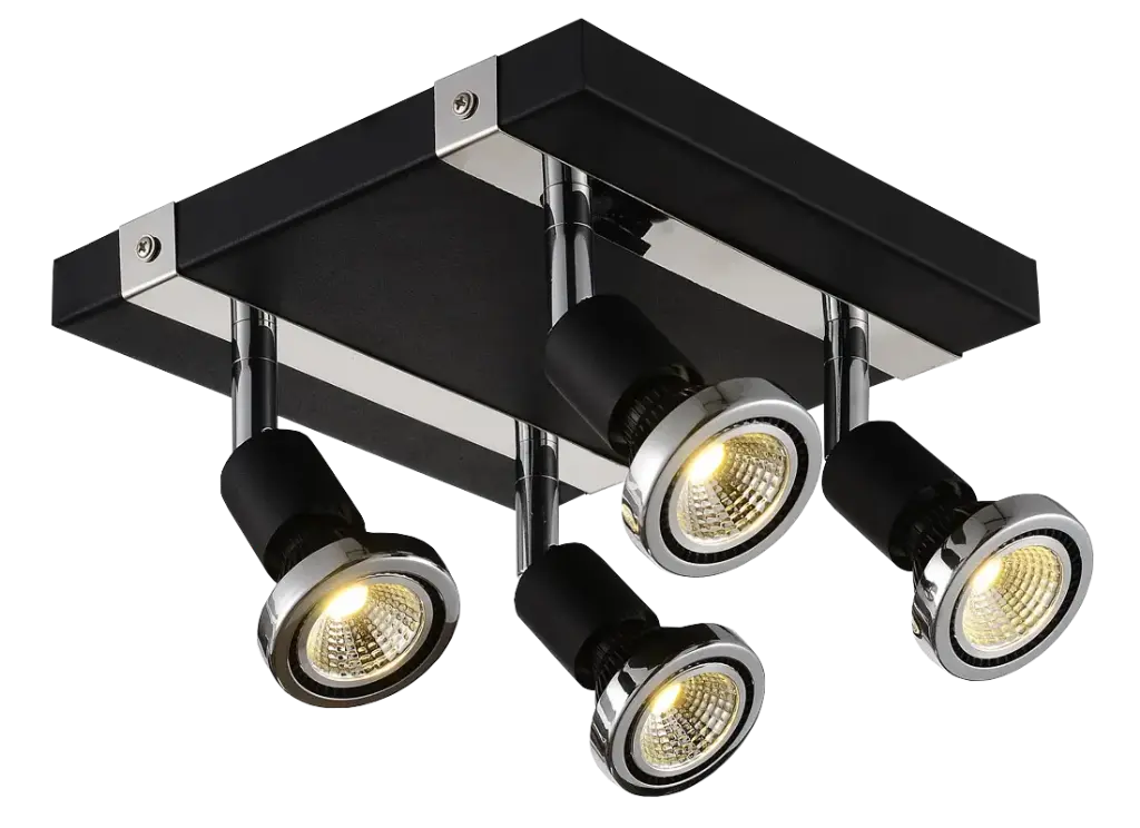 ROBUS square spot 4xGU10 5W LED incl. zwart/chroom