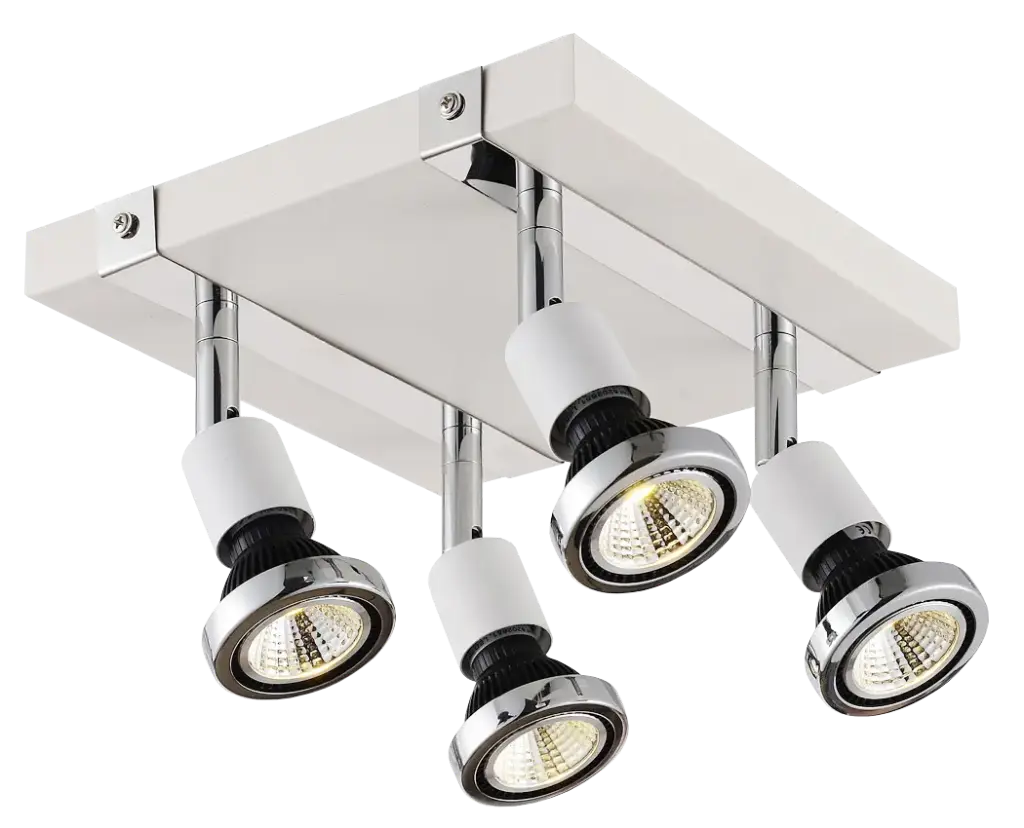 ROBUS square  spot 4xGU10 5W LED incl. Blanc /chromé