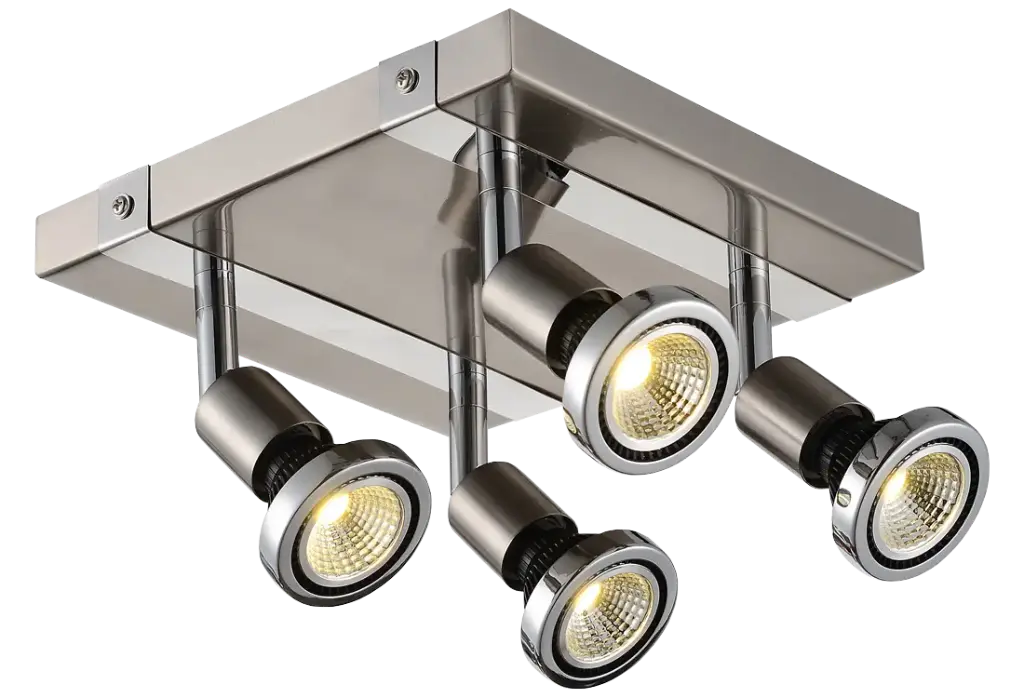 ROBUS square spot 4xGU10 5W LED incl. satin chroom/chroom