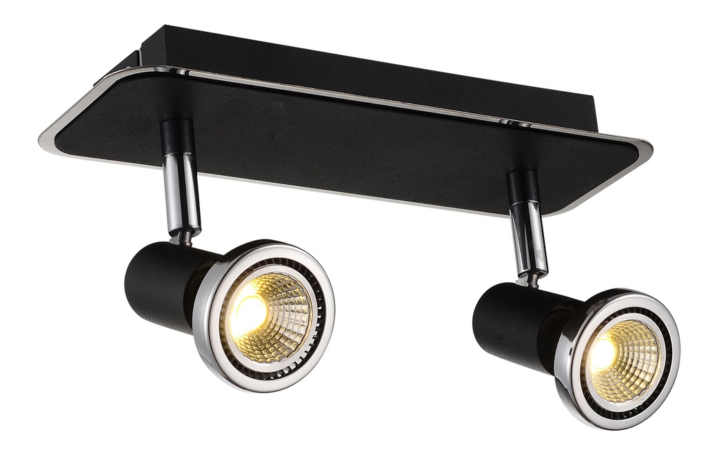 XZIBIT spot 2xGU10 5W LED incl. zwart/chroom