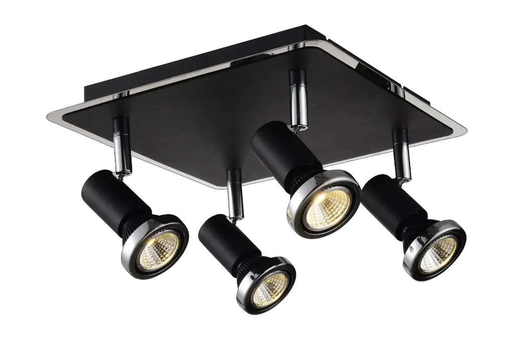 XZIBIT spot 4xGU10 5W LED incl. zwart/chroom