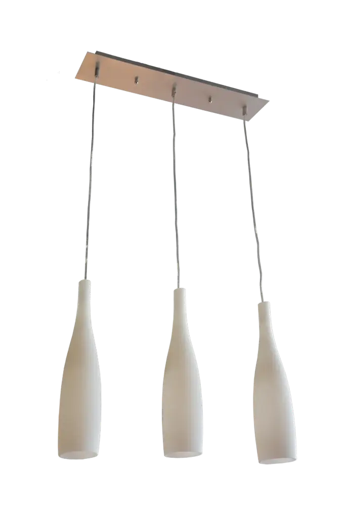 KIRINA pendel 3xE27 geborsteld staal/melkwit glas