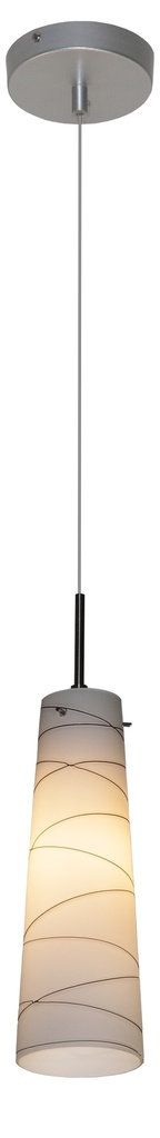 GYLIA pendel 1xE27 satin-nikkel/wit glas zwarte lijnen