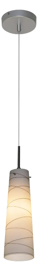 GYLIA pendel 1xE27 satin-nikkel/wit glas zwarte lijnen