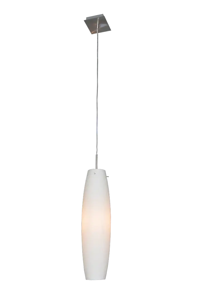 MARU pendel 1xE27 satin-nikkel/wit glas