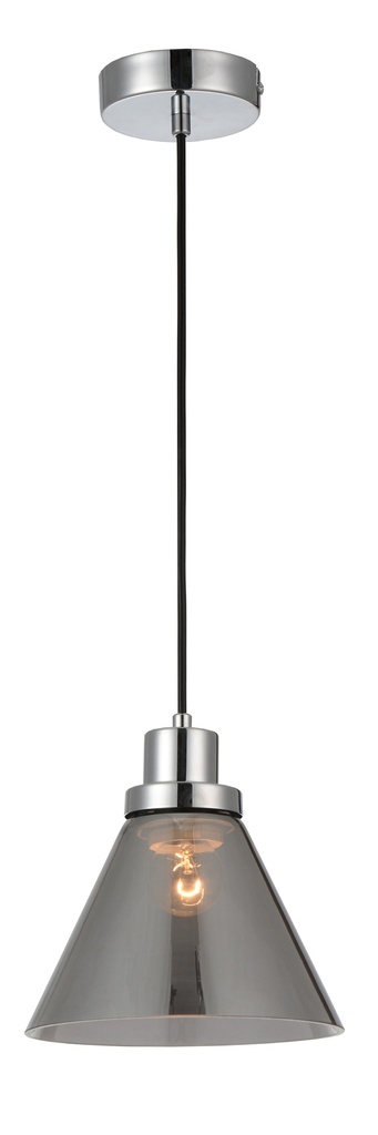 NARU pendel chroom/as grijs glas 1xE27 max 40W