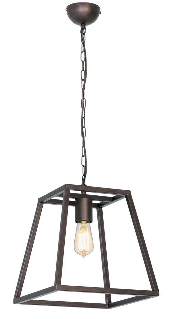 KAGO aged copper pendule trapèze 1xE27 max 60W