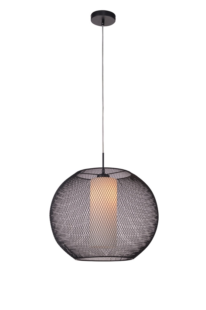 LUNKI suspension 1xE27 noir/verre blanc diam 50cm