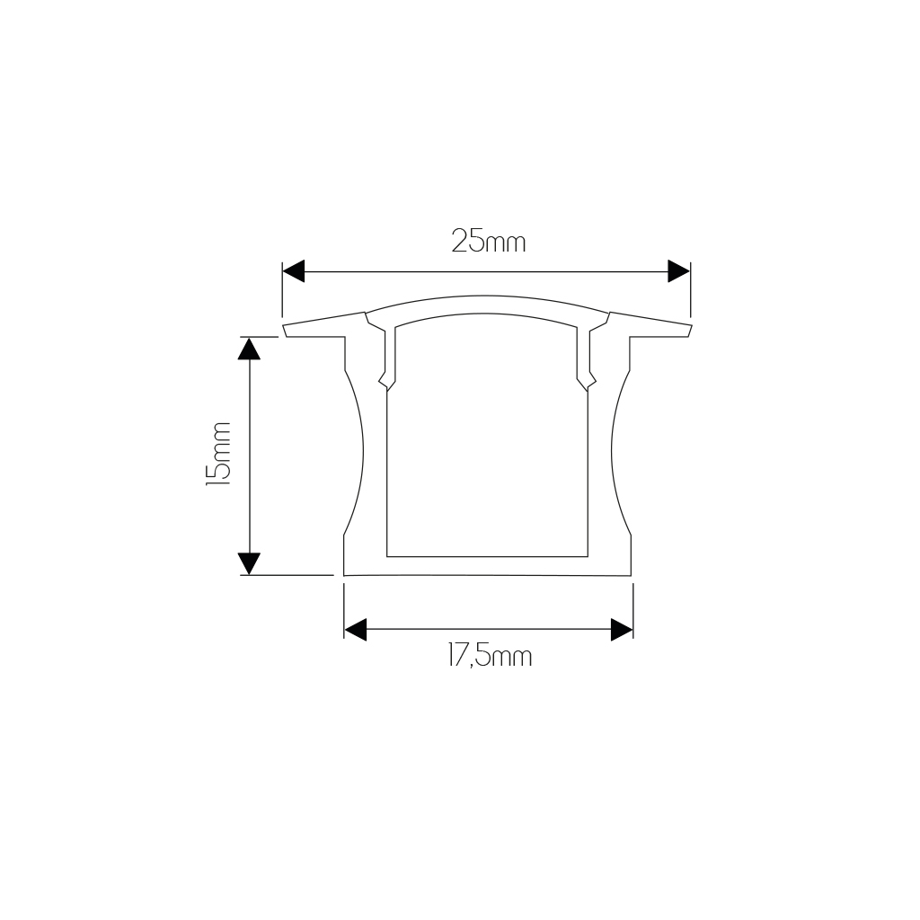 FENNA Aluminium profiel voor LED strips 25*15*2000mm