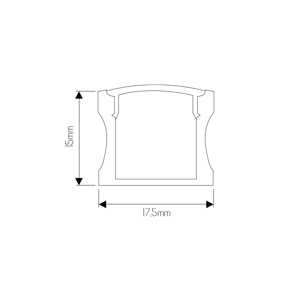NOTTE Satijn zwart profiel voor LED strips 17.5*15*2000mm