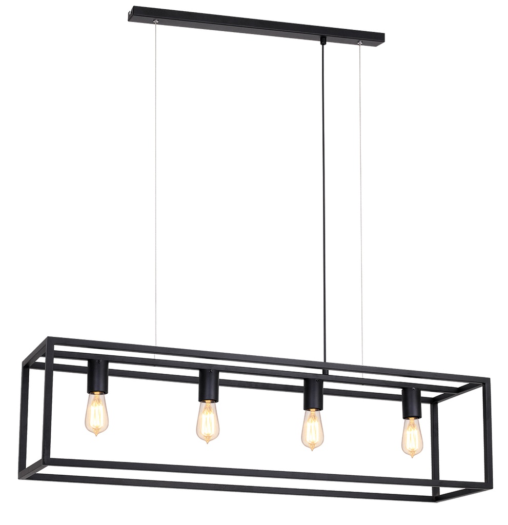 KAGO black pendant rectangle 4xE27 max 60W