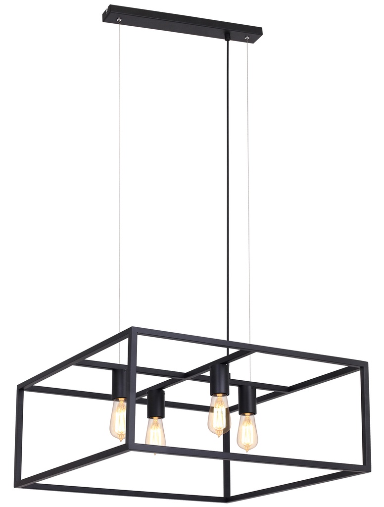 KAGO black  pendant square lamp 4xE27 max 60W