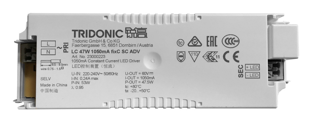 DRIVER Tridonic LC 47W 1050mA internal