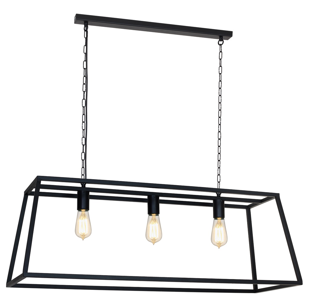 KAGO noir pendule trapèze 3xE27 max 60W