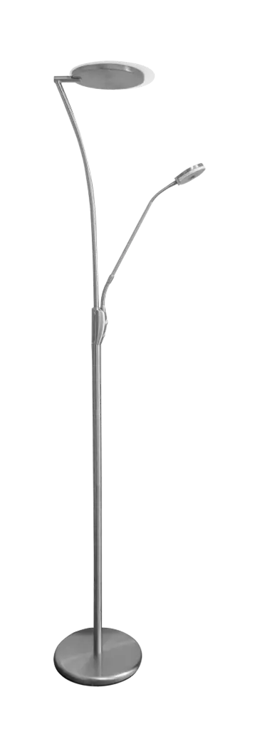 CALES Vloerlamp LED 24,5W + 5W satin chroom