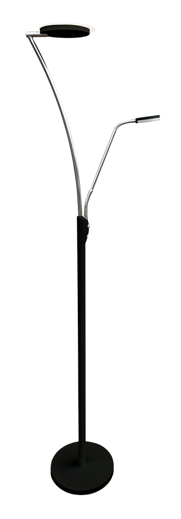 CALES Vloerlamp LED 24,5W + 5W zwart chroom
