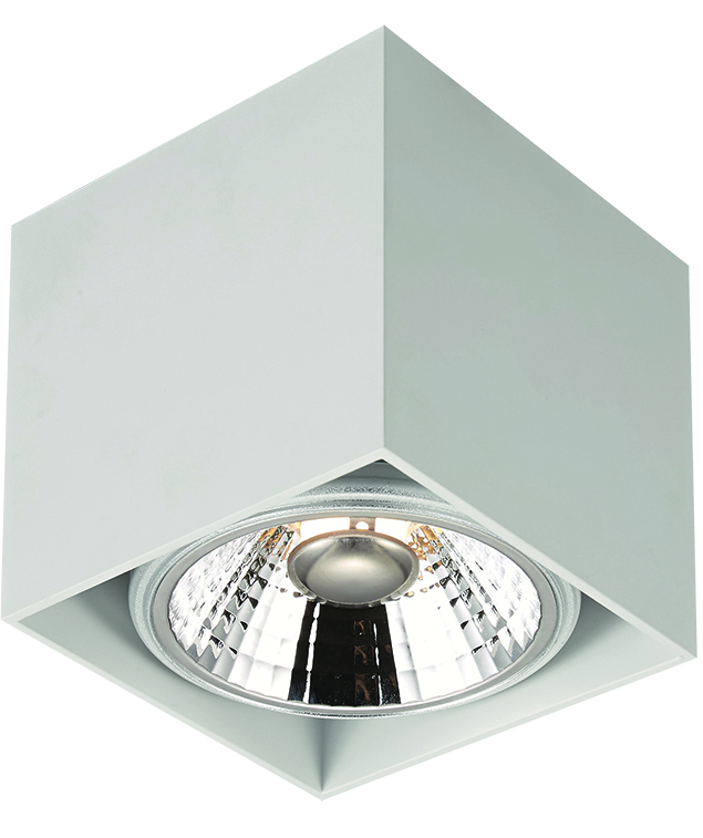 BOX-1L vierkant wit incl. AR111 12,4W 2700K
